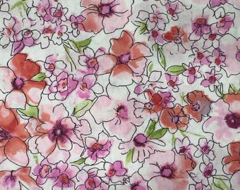 London Calling Pima Cotton Lawn Fabric, Purple/Pink Floral Print, Robert Kaufman by the 1/2 Yard
