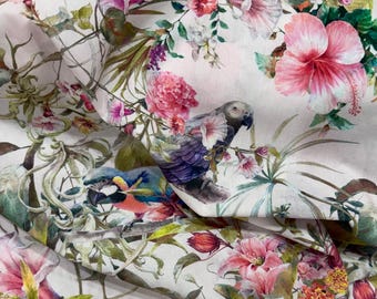 Lady McElroy “Parrotdise” Cotton Lawn Sold by the 1 yd.
