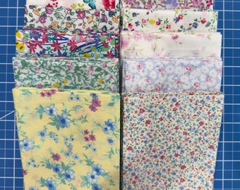 20 Piece Fat Quarter Bundle Quilt Fabric Some Vintage Prints 100% Cotton