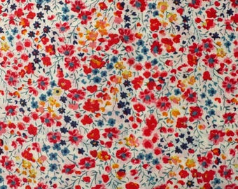Liberty of London Tana Lawn Phoebe Orange/Blue Flowers Sold By The Half Yard