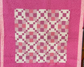Baby Quilt in Pinks 9 Patch Variation