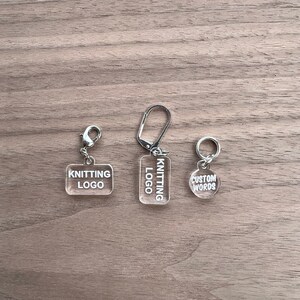 6pc Custom Word/Logo Acrylic Stitch Markers/Progress Keepers