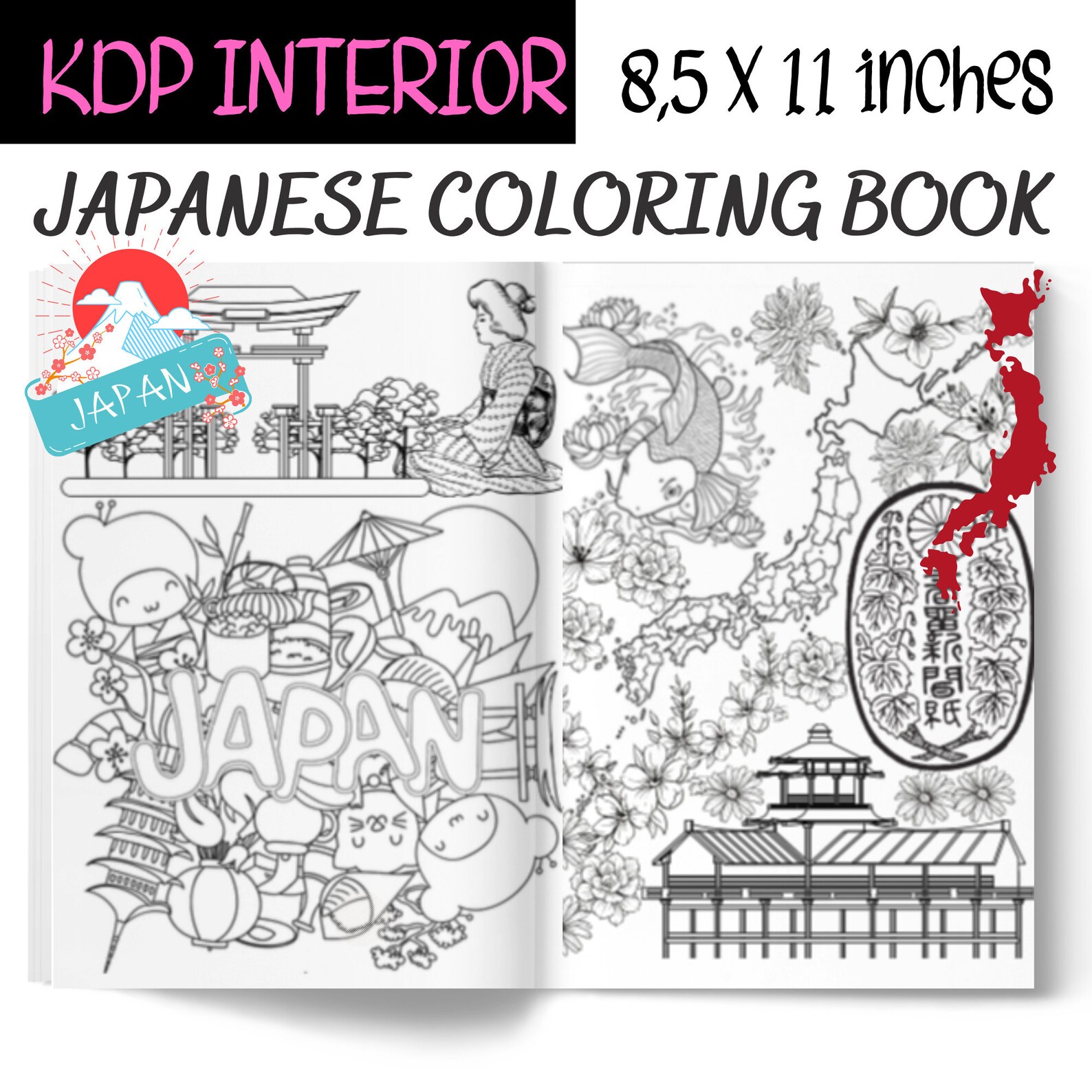 Download Kdp Japanese Coloring Book keywords PDF Printable coloring | Etsy