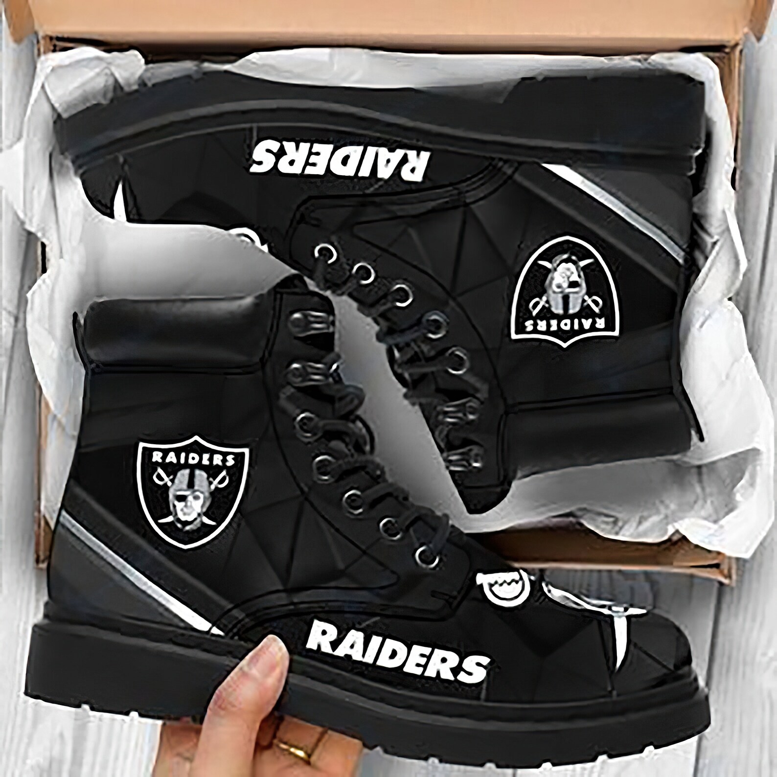 Las Vegas Raiders Custom Boots Rugby Team Popular Footwear | Etsy