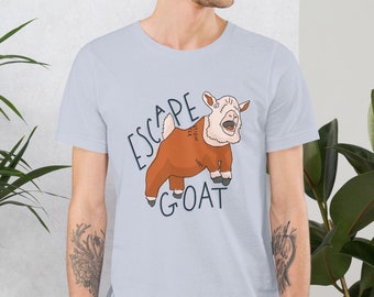 Escape Goat T-Shirt | Funny Eggcorn Tee | Comical Goat Illustrated Shirt | Mistaken Speech Apparel
