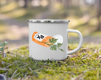 Plant Prescription Enamel Mug | Plant Lover Monstera Cup | Funny Plant Parent Coffee Mug Gift | Houseplant Tea Cup