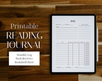 DIGITAL Book Journal | Minimalist Printable Reading Log | Monthly Literature Diary | Book Club Notebook | Simple Summary and Review Binder
