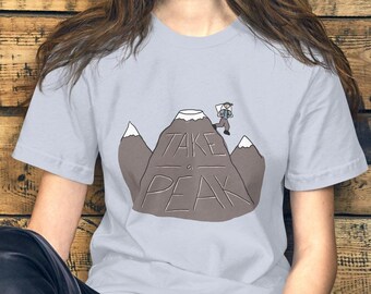 Take A Peak T-Shirt | Funny Eggcorn Tee | Comical Mountain Illustrated Shirt | Mistaken Speech Apparel