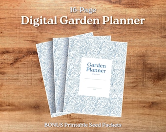 Printable Gardening Planner | 16-Page Garden Journal, Seed Starting Log, Plant Care Tracker, Companion Planting Guide, Seed Packets + Labels