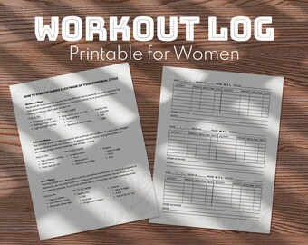 Workout Log for Women | Printable Exercise Journal | Digital Gym Planner | Cycle Syncing