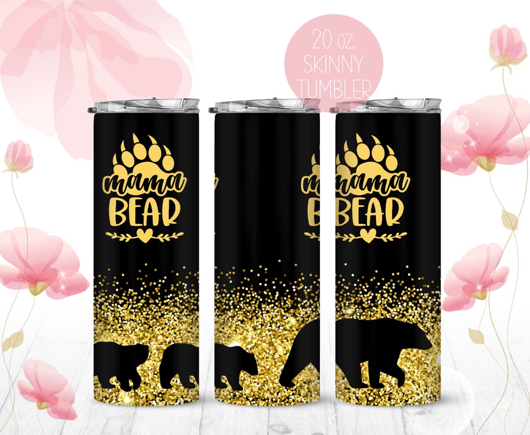 Glitter Mama Bear Sublimation Design Wraps for 20 Oz. Skinny Tumbler ...