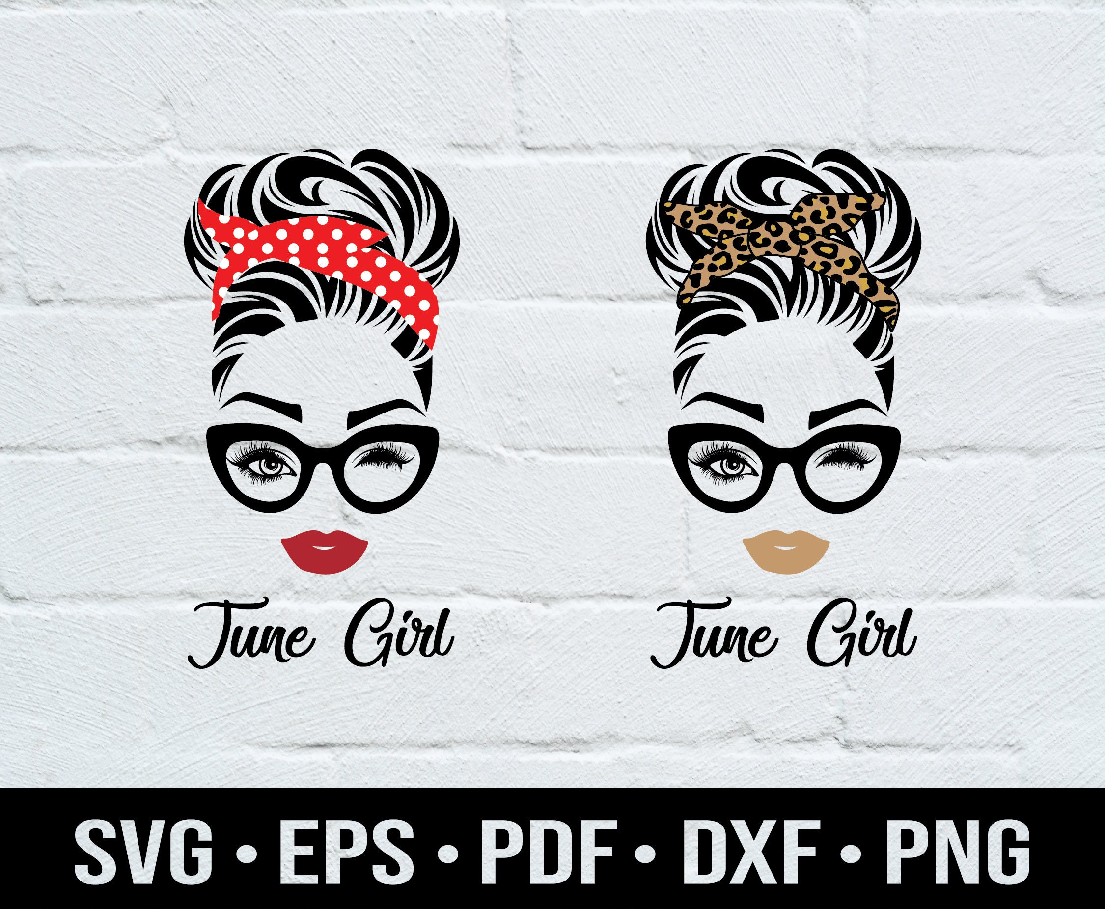 June Girl svg June Birthday svg Face Eys svg Winked Eye | Etsy