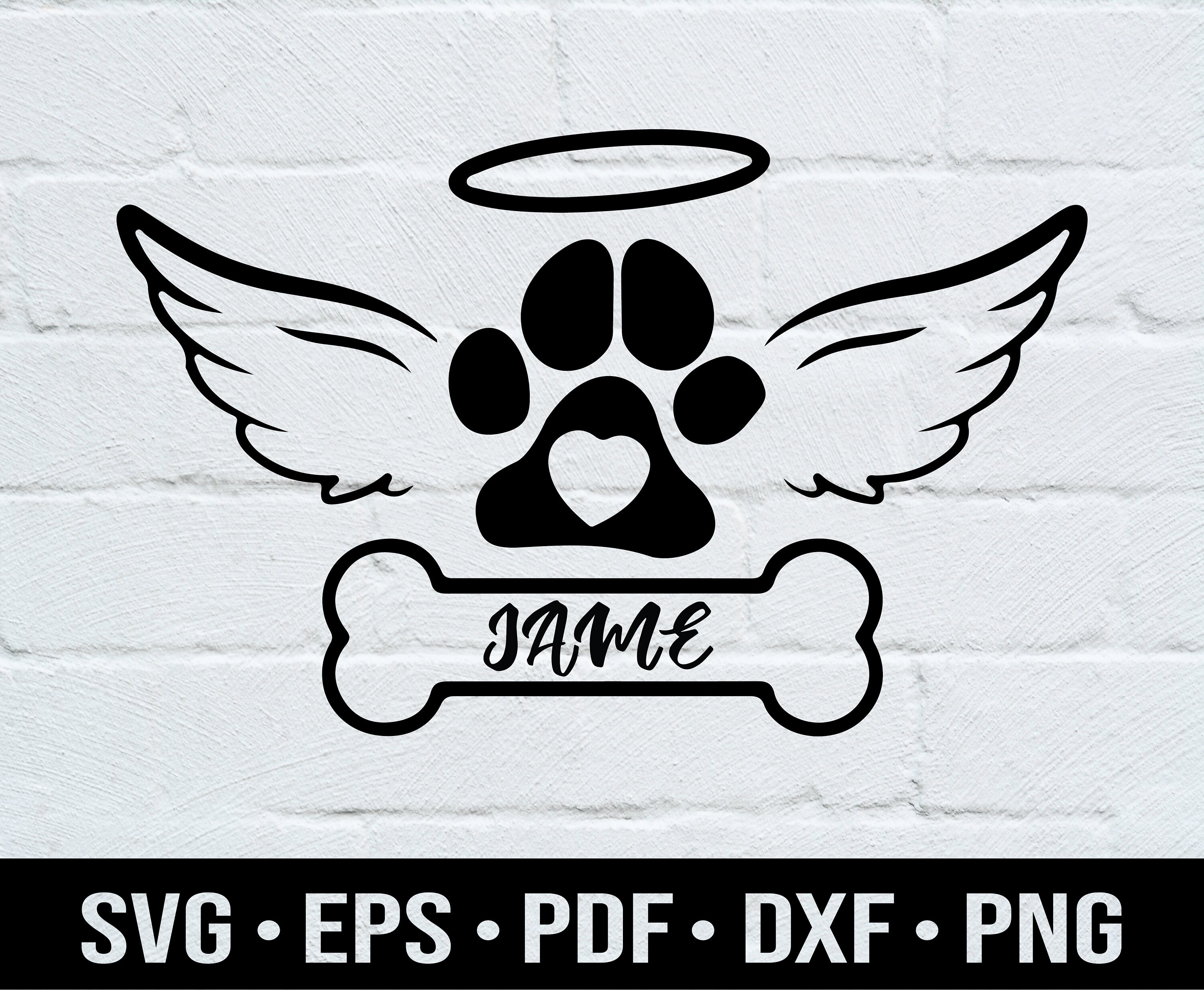 Pet Dog Memorial SVG Dog Loss SVG Paw Print SVG Angel Etsy