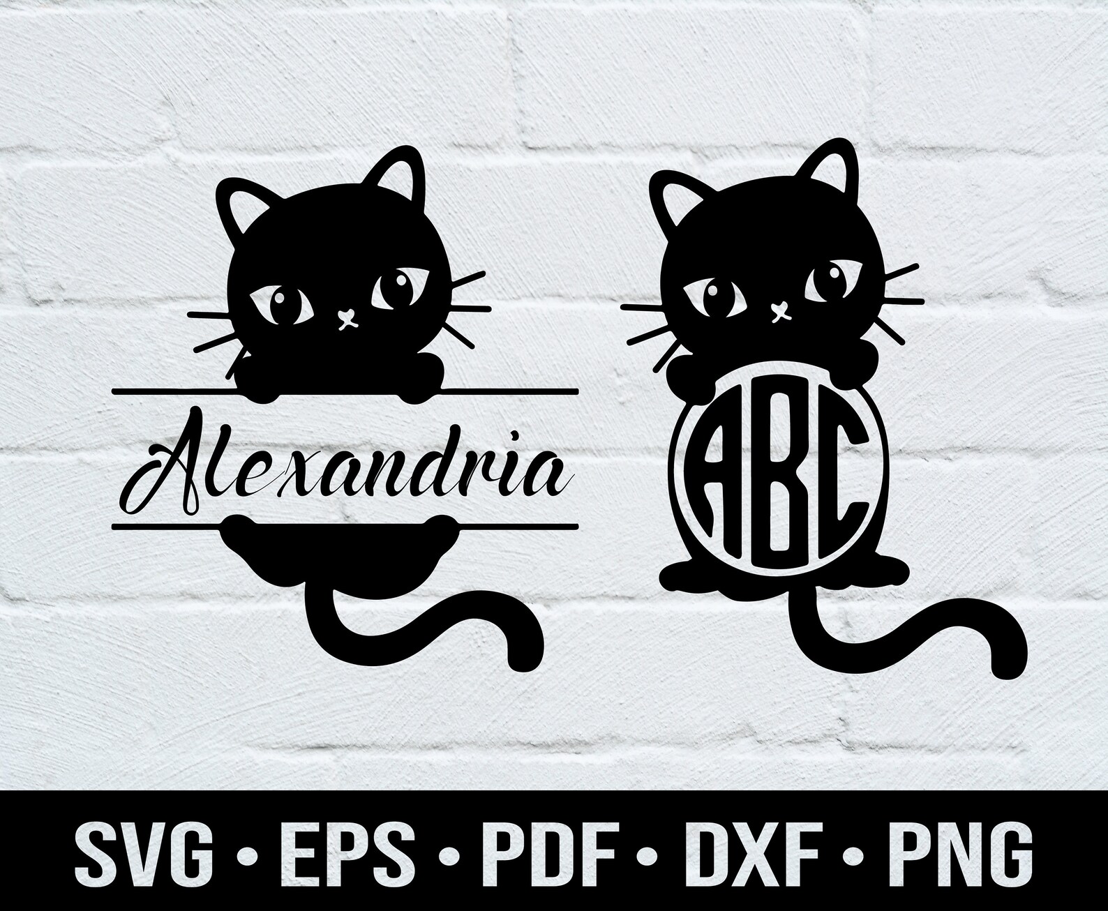 Cat Monogram SVG Cat Monogram Frame Files Kitty Cat Monogram Etsy