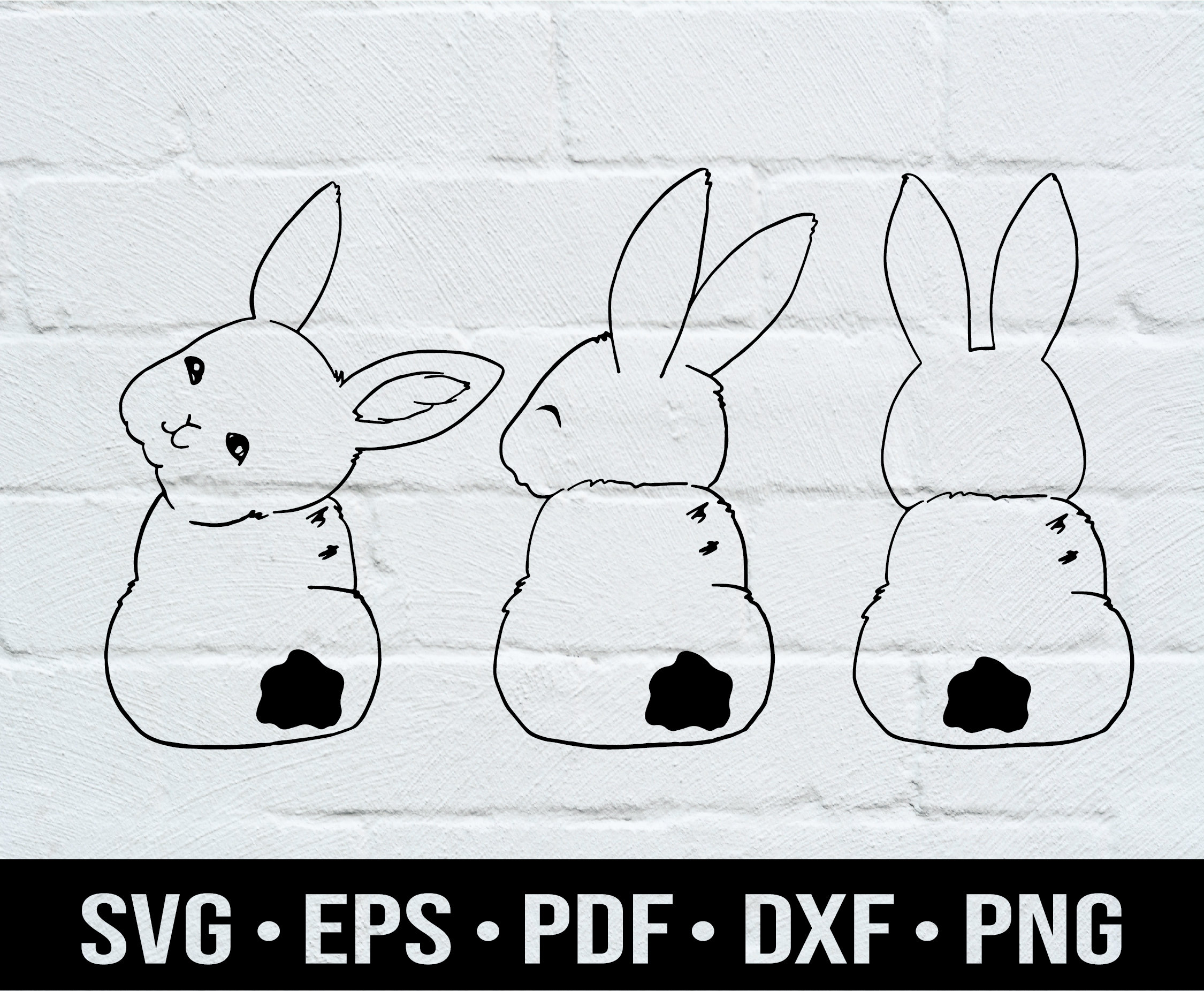 Easter Bunny Outline SVG Easter SVG Bunny Silhouette Three | Etsy
