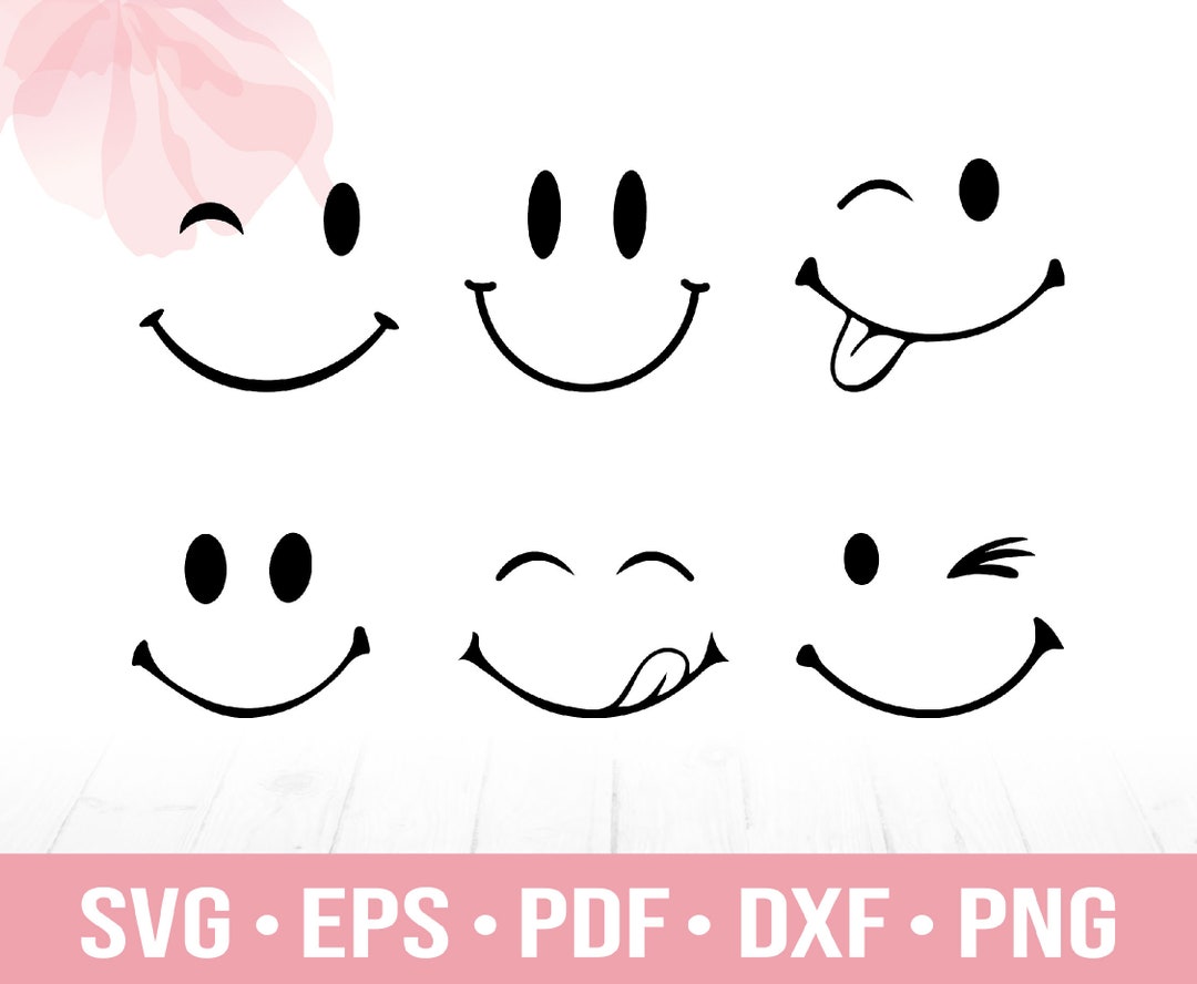 Smiley Face SVG Happy Face Bundle Cutting File Wink Smiley - Etsy Canada