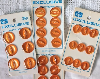 Vintage Tangerine Orange Fish Eye Buttons: Sewing, Craft, Costume