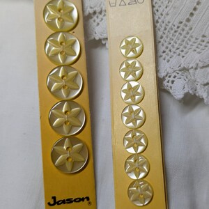 vintage marque Jason jaune, citron, boutons sur carte originale, étoile pour vêtements de bébé, tricots, couture, mercerie, Royaume-Uni BethToTheNines