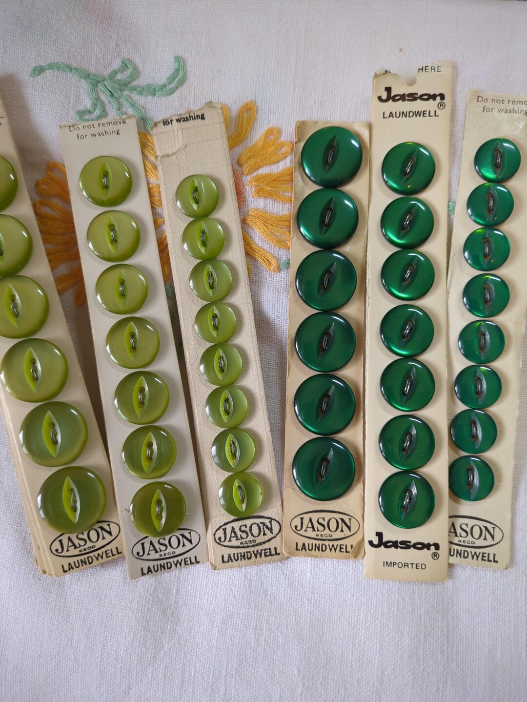 Vintage Jason Brand Green Plastic Buttons: Fish Eye, Craft Sewing - Etsy