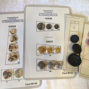Exemples de cartes de vente vintage pour vêtements, artisanat, couture, mercerie, art, historique, rare, usine Thomas Firth, vendeur britannique BethToTheNines