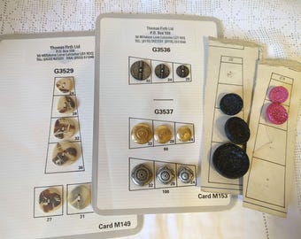 Vintage Thomas Firth Button Salesman Sample Cards: Haberdashery Collectible