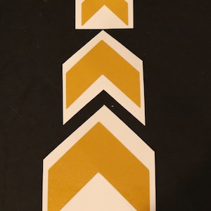 Reflective engineering tape safety chevrons, Gold, Green, or White, in 3 sizes