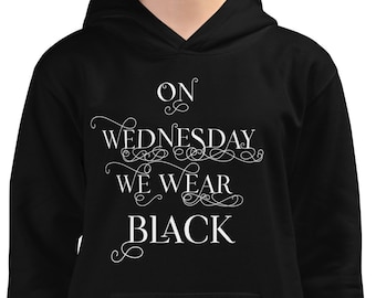 Op woensdag dragen we een zwart sweatshirt met capuchon Woensdag Tshirt Jumper Pullover Kids, Gothic Glamour Kleding Heks Cadeau Goth Kostuum Jeugd