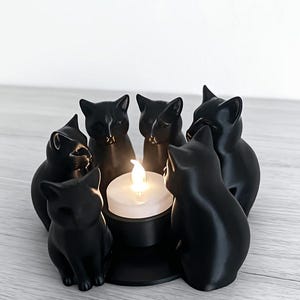 Kattljusstake, svart kattälskare, kattmammapresent, kattägarklubb, kattungepresent, aromaterapipresenter, kattungedekorationer, hyggepresenter