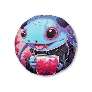 Axolotl Pillow, Cute Axolotl Pillow Gift Ideas, Axolotl Plush Cushion, Goth Kawaii Gifts, Axolotl Art Print