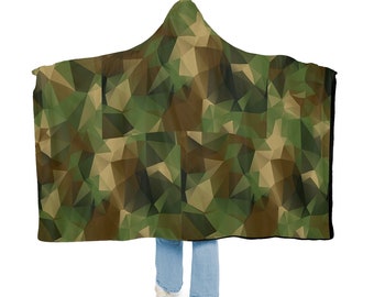 Hunting Camping Snuggle Blanket Camouflage Gifts Geometric Camouflage Blanket Fleece Plush, Military Dad Husband Gift Outdoor Camping Throw