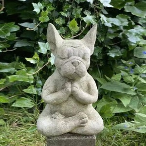 Meditation French Bulldog Statue, Yoga Pose Dog Statue, Meditating Dog Statue, Dog Sculpture, Dog Garden Statue, Zen Meditation Crafts,