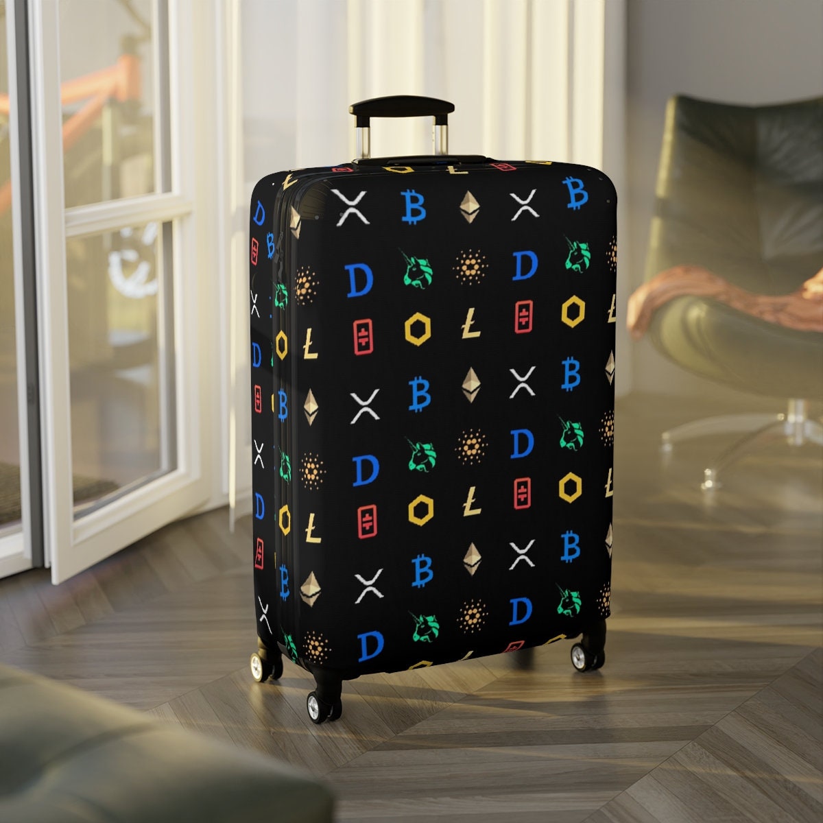 Bitcoin Crypto Luggage Cover Luggage Cover Suitcase Luggage 