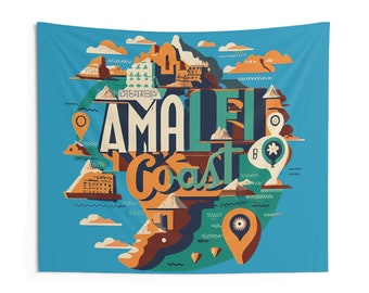 Amalfi Coast Print, Amalfi Coast Indoor Wall Tapestries, Amalfi Coast Italy, Visit Amalfi Coast Gift, Amalfi Coast Art
