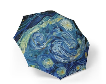 Van Gogh Starry Night Painting Foldable Umbrella, Art Lover Gift