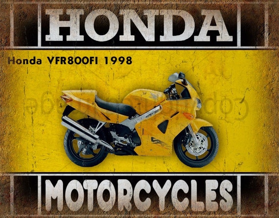 Honda Vfr800fi 1998 Motorcycle Vintage Retro Metal Tin Sign Etsy