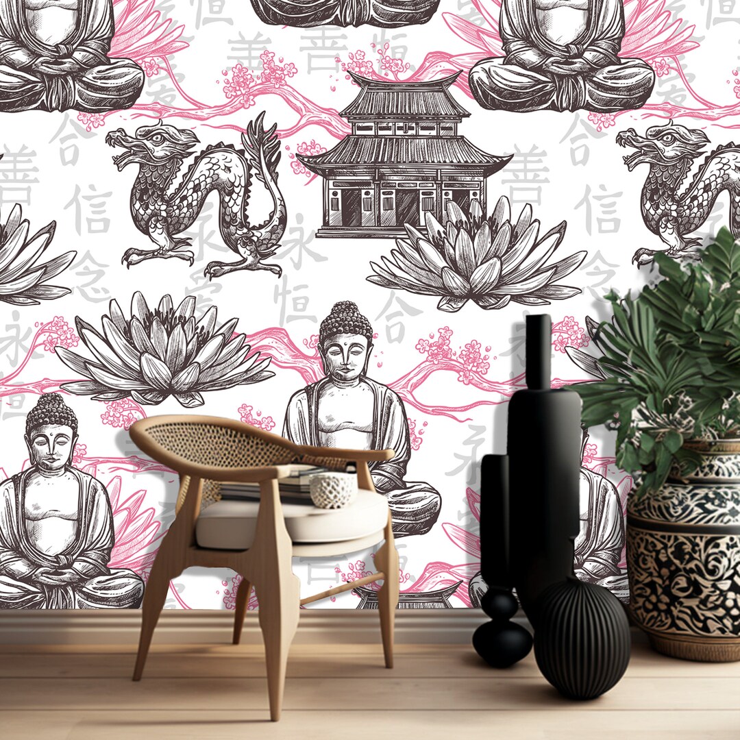 Asian Pattern Wallpaper Japanese Peel and Stick Wallpaper Traditional