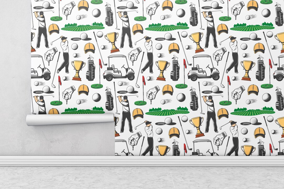 Golf Club Wallpaper Removable Peel and Stick Wallpaper Golf Pattern