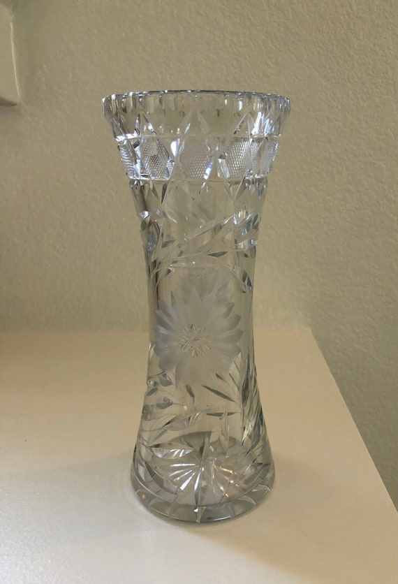 Vintage Cut Glass Crystal Vase | Etsy