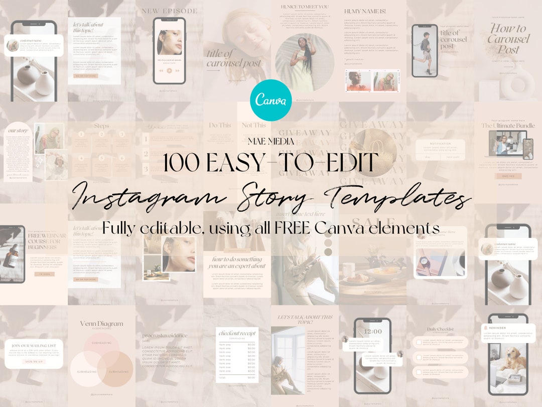 100 CANVA INSTAGRAM STORY Templates Easy-to-edit No Canva Pro Required ...