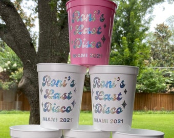 Personalized Party Cups, Custom Bachelorette Party Cups, Bachelorette Party Decor, Bachelorette Party Supplies, Last Disco