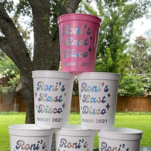 Personalized Party Cups, Custom Bachelorette Party Cups, Bachelorette Party Decor, Bachelorette Party Supplies, Last Disco