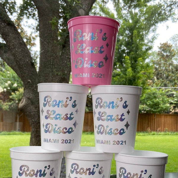 Personalized Party Cups, Custom Bachelorette Party Cups, Bachelorette Party Decor, Bachelorette Party Supplies, Last Disco