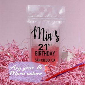 Getränkebeutel, 21. Geburtstag Party Favor, Schnaps Tasche, Benutzerdefinierte Getränkebeutel