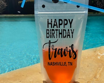 Recuerdos de fiesta de cumpleaños, bolsas para bebidas, decoración para fiestas de cumpleaños, bolsas para bebidas, bolsas para bebidas personalizadas