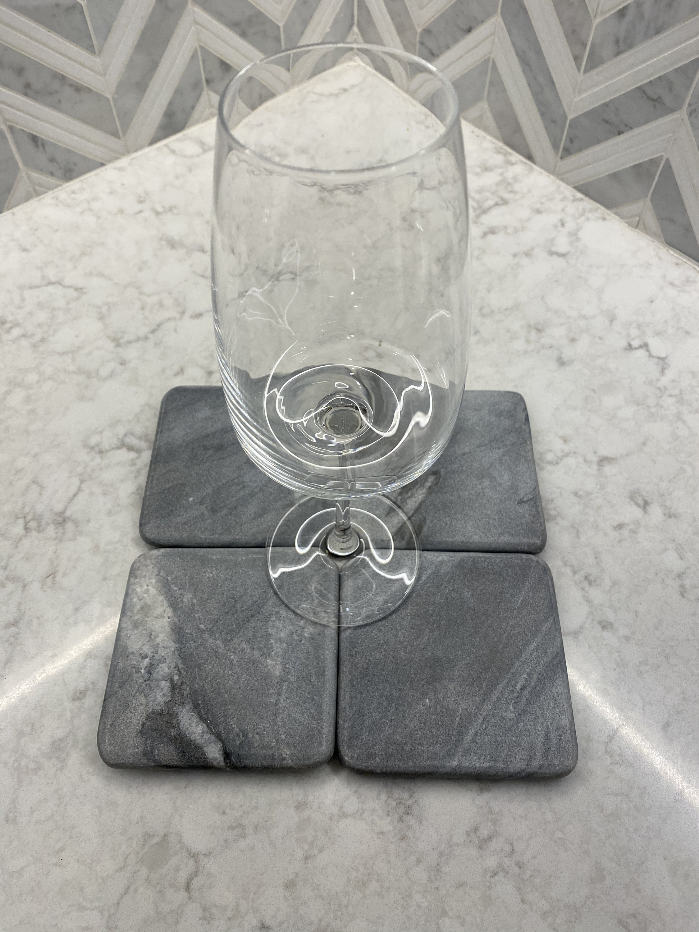 Square Grey Marble Coasters SET OF 4 Etsy