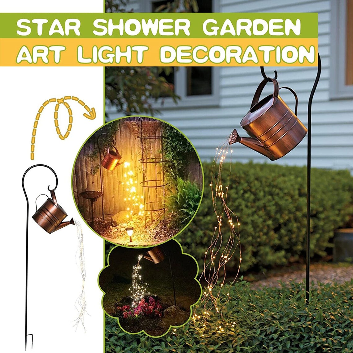 LED Watering Can Lamp Garden Star Shower Light Starry Fairy Etsy