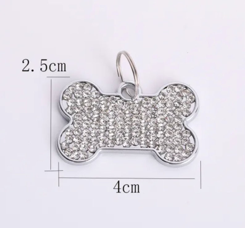 Crystal Bone Tag ID Pet Charm Tag Bone Shape Pendant Dog Jewelry Rhinestone Tag Accessories