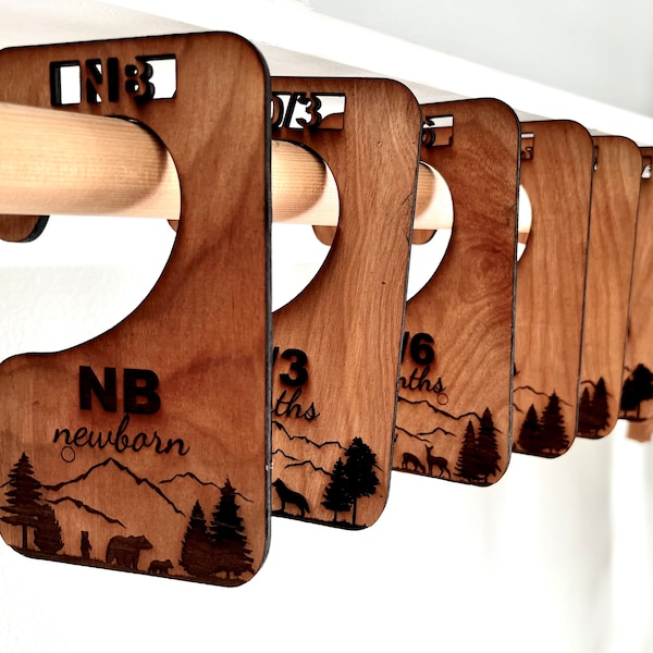 BABY CLOSET DIVIDERS | Nursery Closet Clothes Divider | Wood Organizer | Wardrobe Dividers | Baby Shower Gift | Wood Hangers | Newborn