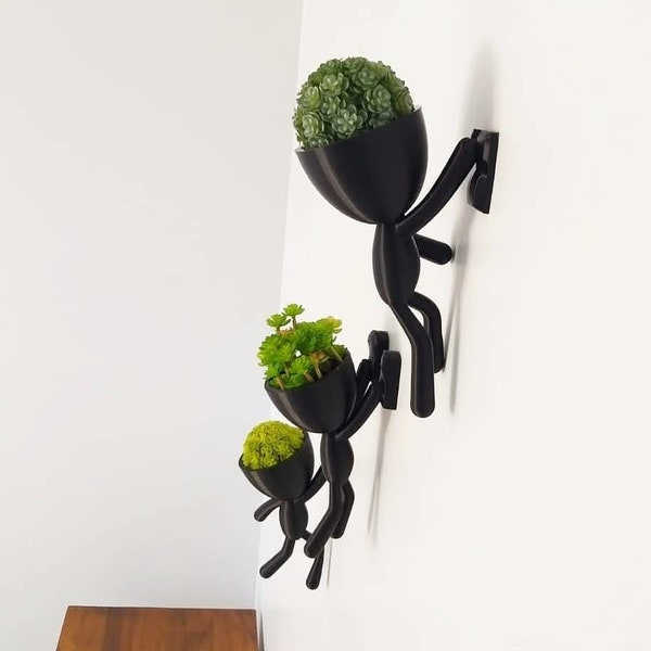Aventurier Planter Trio | Plant Buddy « Trio » | | de l’usine | cadeau unique Décoration intérieure | Mini Mur Bob Planter