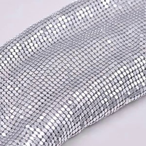 Silver Metal Chainmail Fabric | Metal Mesh Fabric | Metal Mesh Sheet